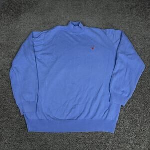 Robert Trent Jones Sweater Mens XL Blue Mock Neck Cotton Knit Pullover Golf